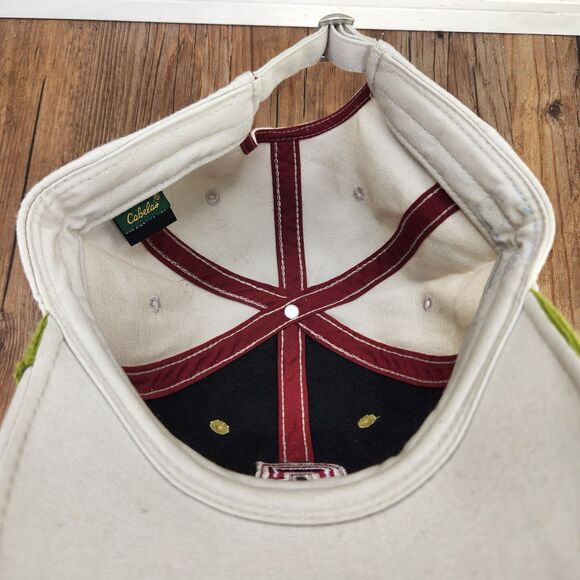 Cabela's Collegiate Varsity "C" Strapback Hat Cap Green Terry Cloth Distressed - Picture 9 of 11